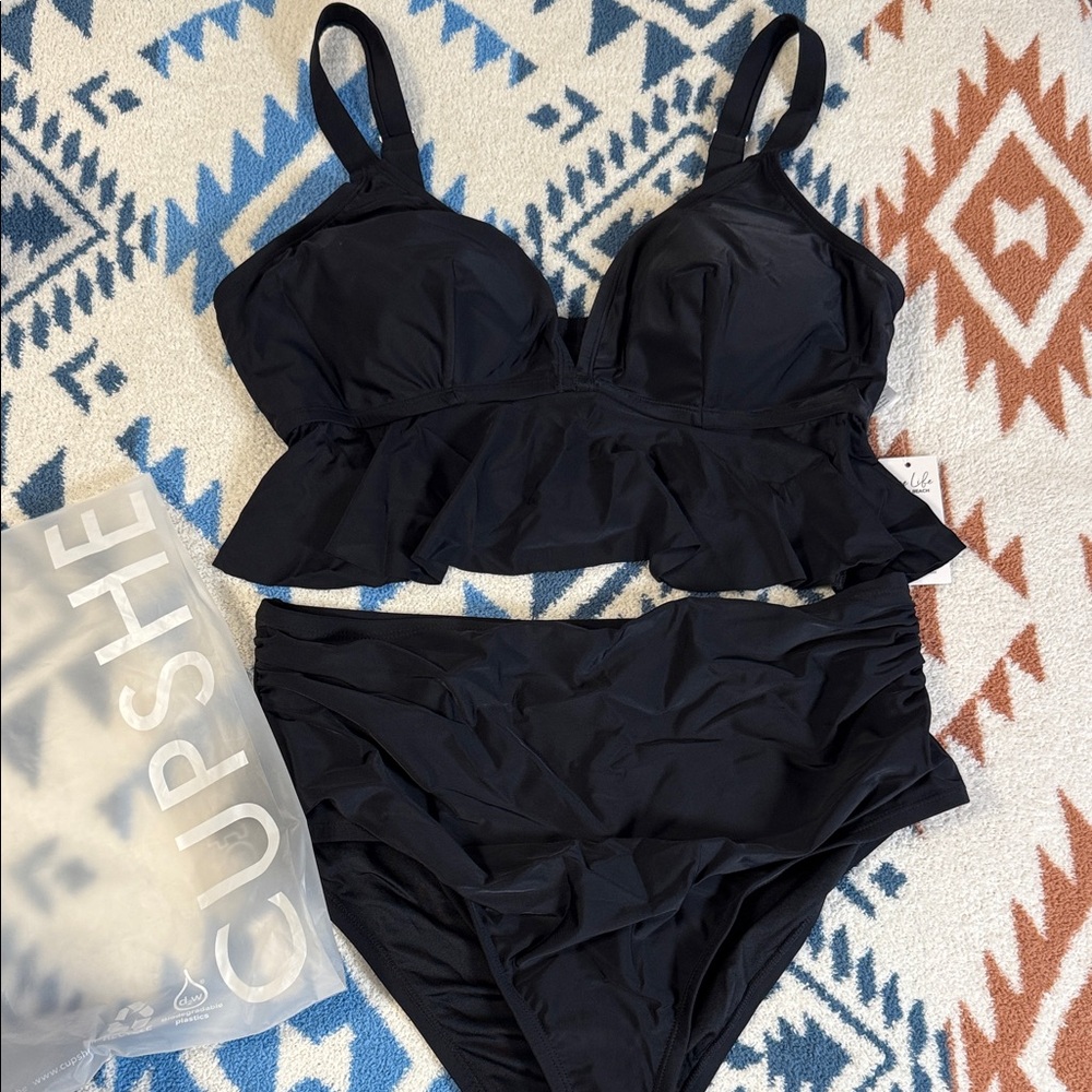 Cupshe Elegant Black Bikini Set 1X